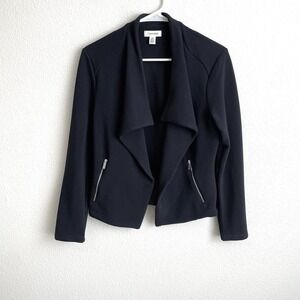 Women's Calvin Klein Textured Rib Black Open Front Jacket Blazer Size Medium